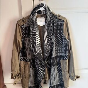 Anthropologie Olive and Black Patterned Utility Jacket